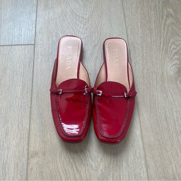 Prada Red Patent Leather Slip On Mules  6.5 - Picture 1 of 5
